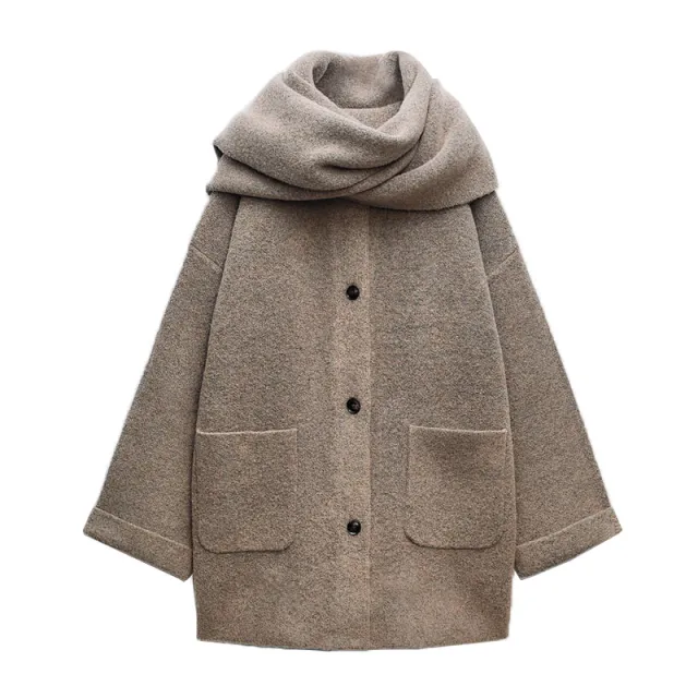 New Women's Autumn Warm Scarf Short Knitted Overcoat Jacket Striped Mink - Shop at LoveMi