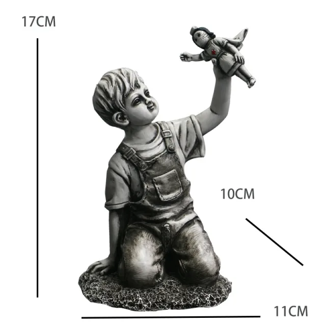 Little Girl With Balloon Art Sculpture Living Room Decorations Decoration Resin Garbage Boy - Shop at LoveMi