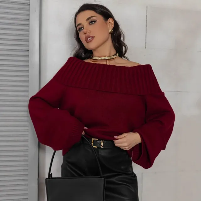 Long Warm Knit Sweater Wine Red - Shop at LoveMi