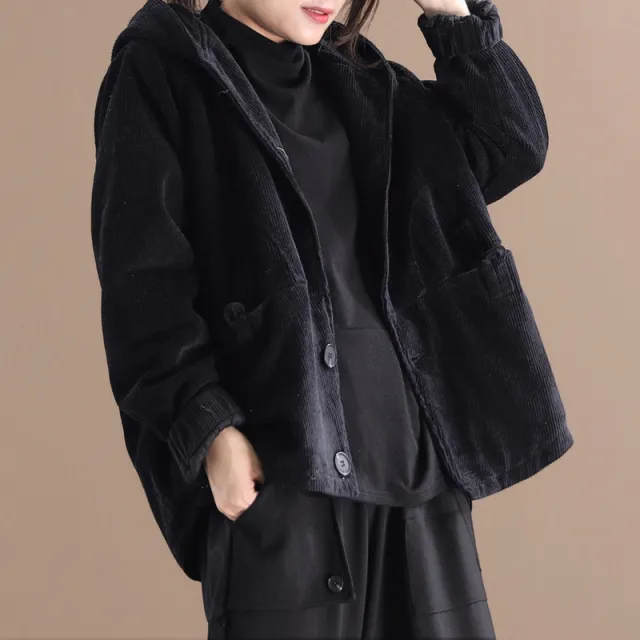 Corduroy Women's Short Jacket Women Black - Shop at LoveMi