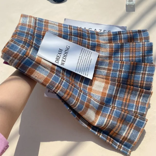 Plaid Pleated Skirt For Women, Autumn And Winter A line Blue - Shop at LoveMi