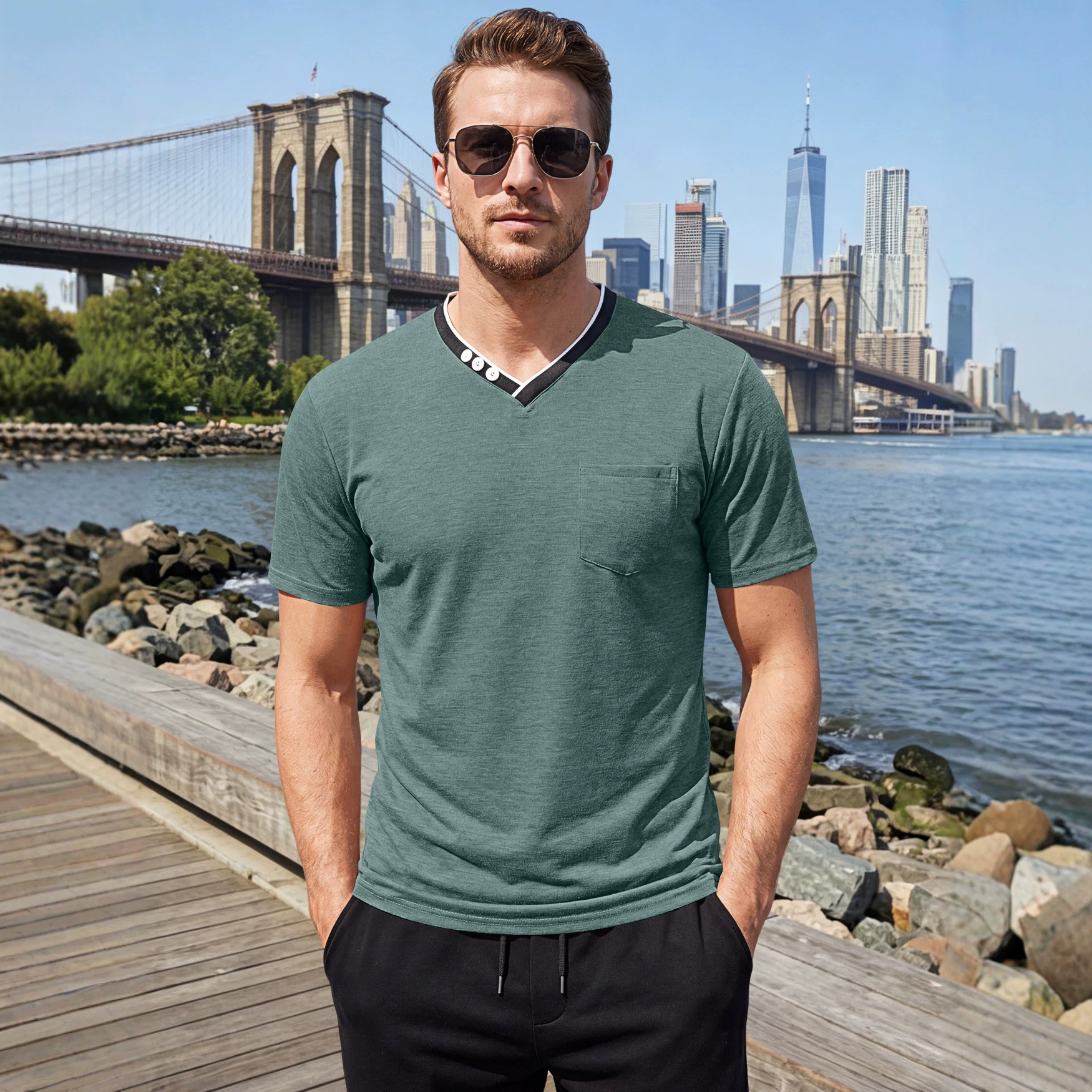 Henry V-neck Mens Short-sleeve T-shirt