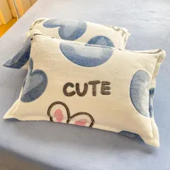 Fleece-lined Double-sided Fleece Winter Warm Coral Fleece Pillowcase - Love Cute Pet - View 1