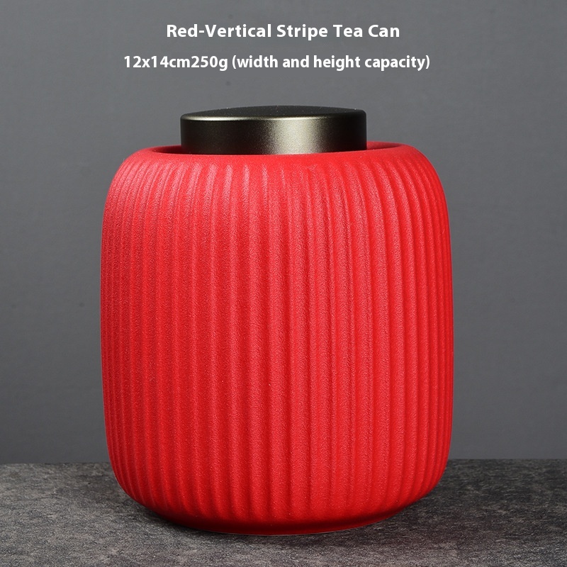 Striped Tea Pot Red