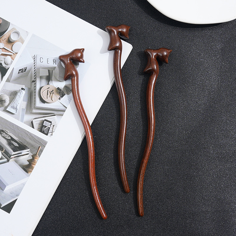 Wooden Women's Chinese Style Headdress Animal Hairpin 4