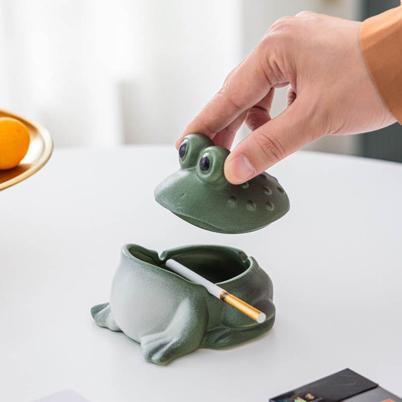 Ceramic frog ashtray ornament (frosted frog ashtray)