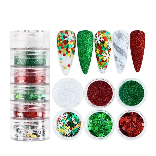 One piece Bottle Christmas Nail Sequins Glitter Ornament Christmas Series - Shop at LoveMi