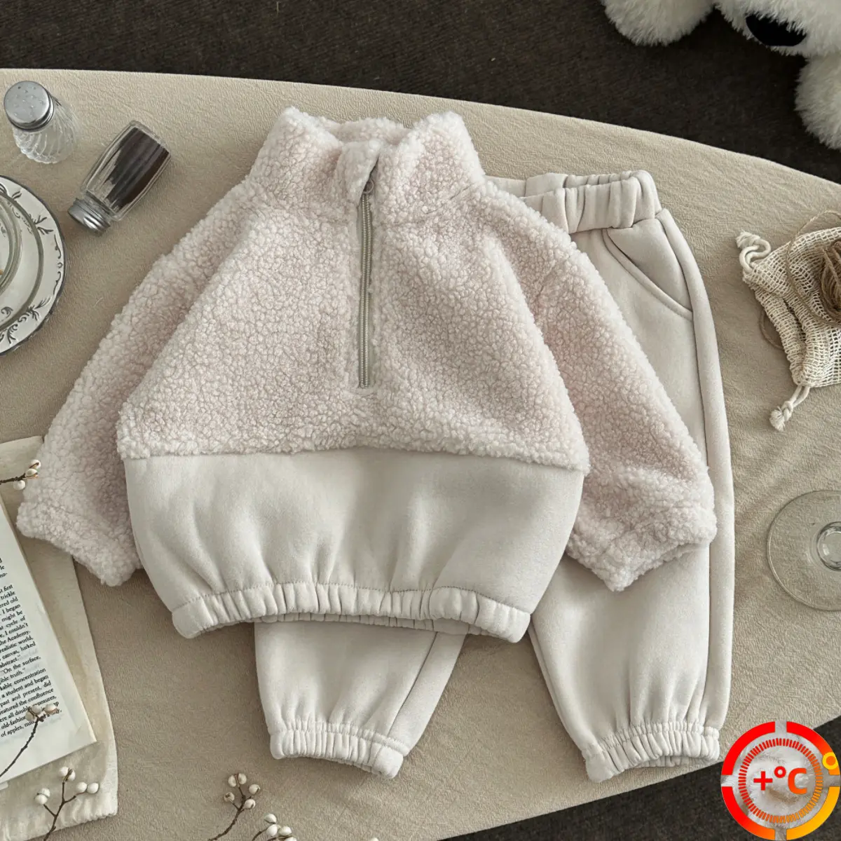 Baby And Toddler Lambswool Stand-up Collar Half-zip