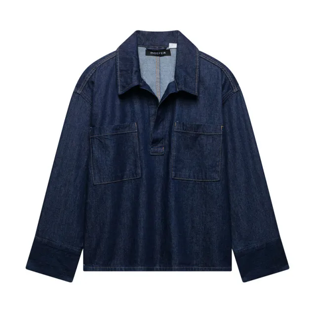 Autumn Leisure Loose Pullover Retro Denim Shirt Picture Color M - Shop at LoveMi