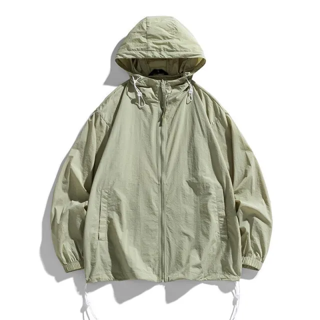 Sun Protection Clothing Trendy Simple Hooded Gray Green - Shop at LoveMi