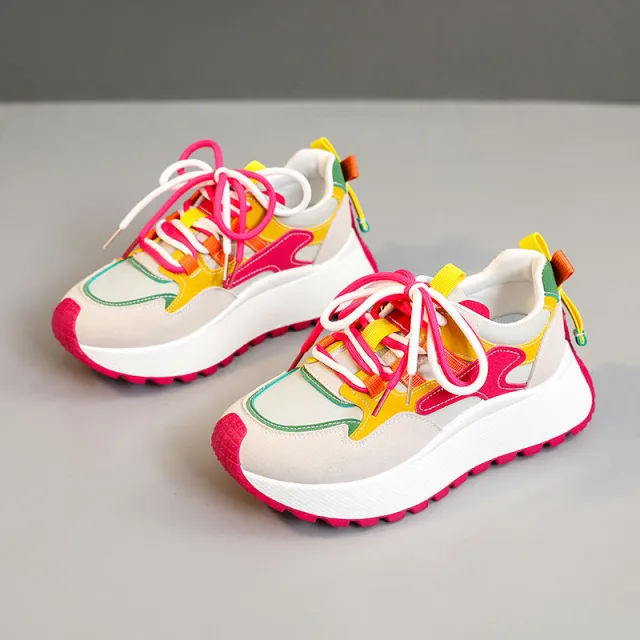 Dad Shoes Women's Summer And Autumn Raise The Bottom Color Matching Red - Shop at LoveMi