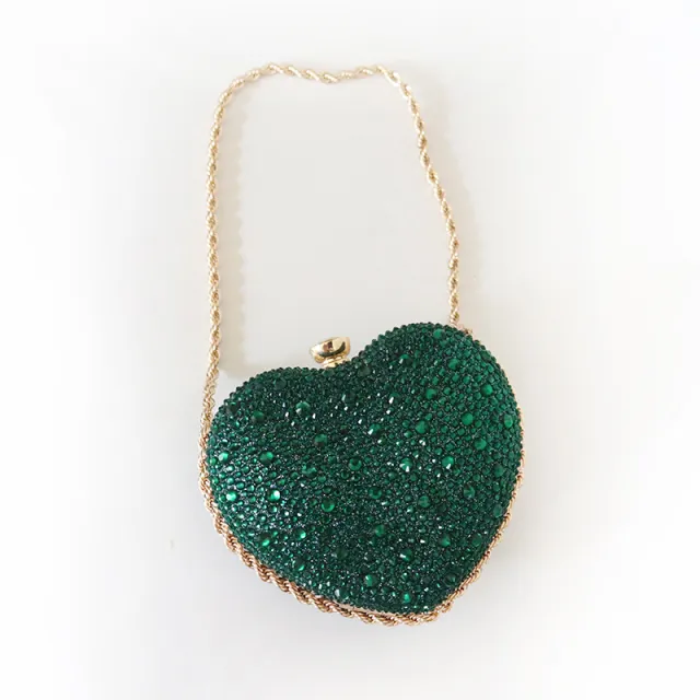 Women's Diamond Heart shaped Shoulder Messenger Bag Green - Shop at LoveMi