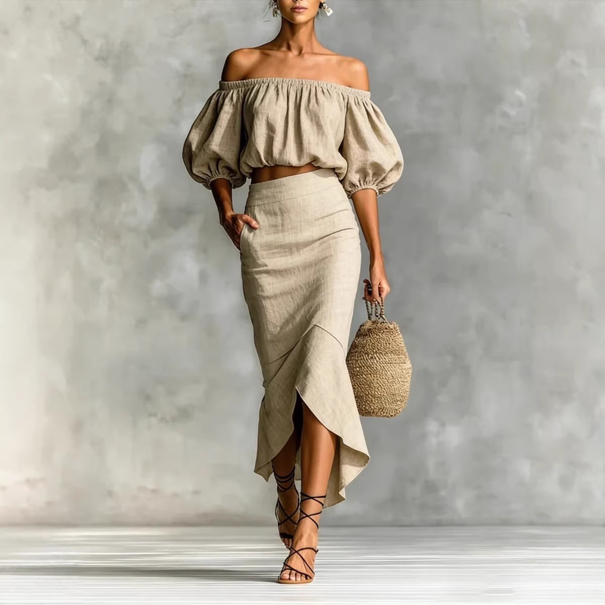 Halter-neck Sexy Two-piece Skirt Set