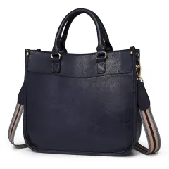 Casual Retro Handbag Women's Briefcase Crossbody - Blue - View 1