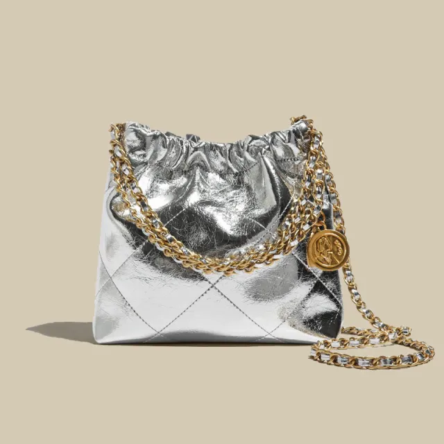 Special interest Design Rhombus Bucket Tote Bag Silver - Shop at LoveMi