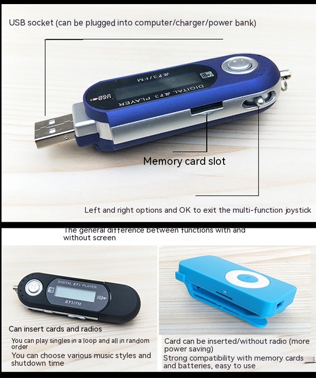 USB Direct Plug-in Ultra-long Standby Screen MP3 With Lyrics Display - Image 3