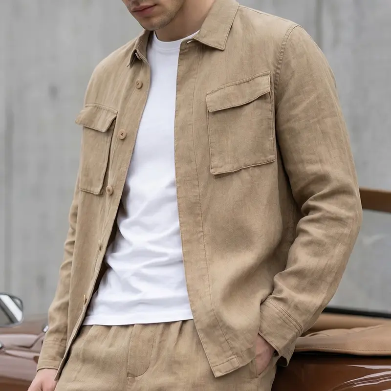 Early Autumn Mens Solid-Colored Lapel Jacket