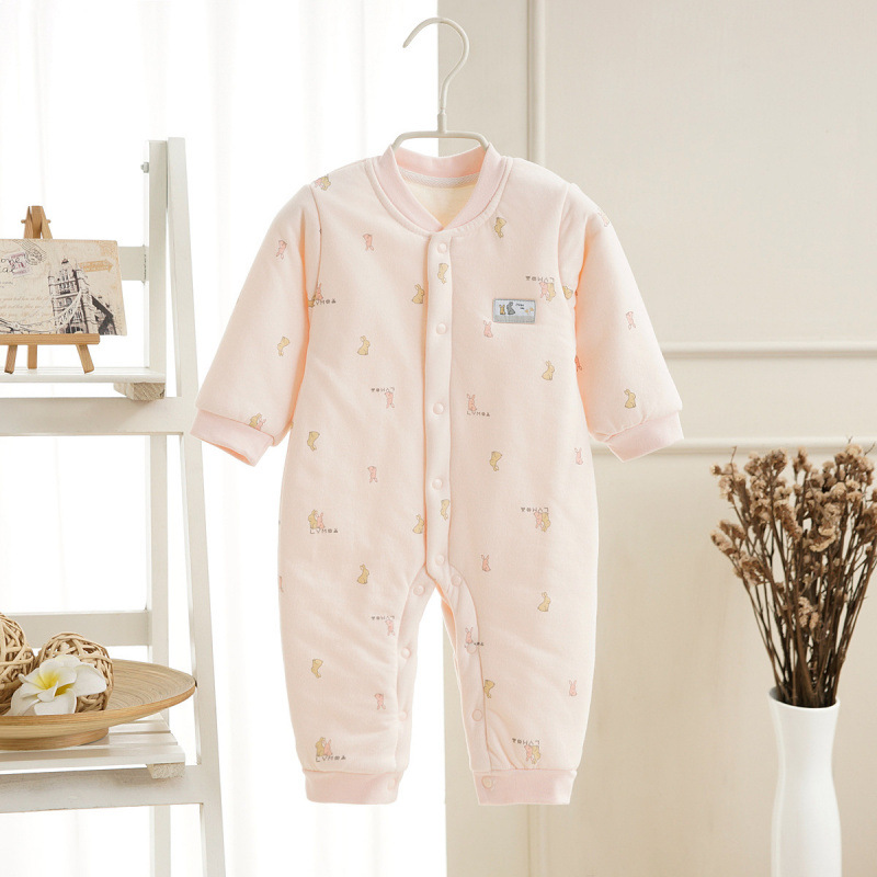 Spring And Autumn Baby Quilted Jumpsuit Three Layers Warm - Image 3