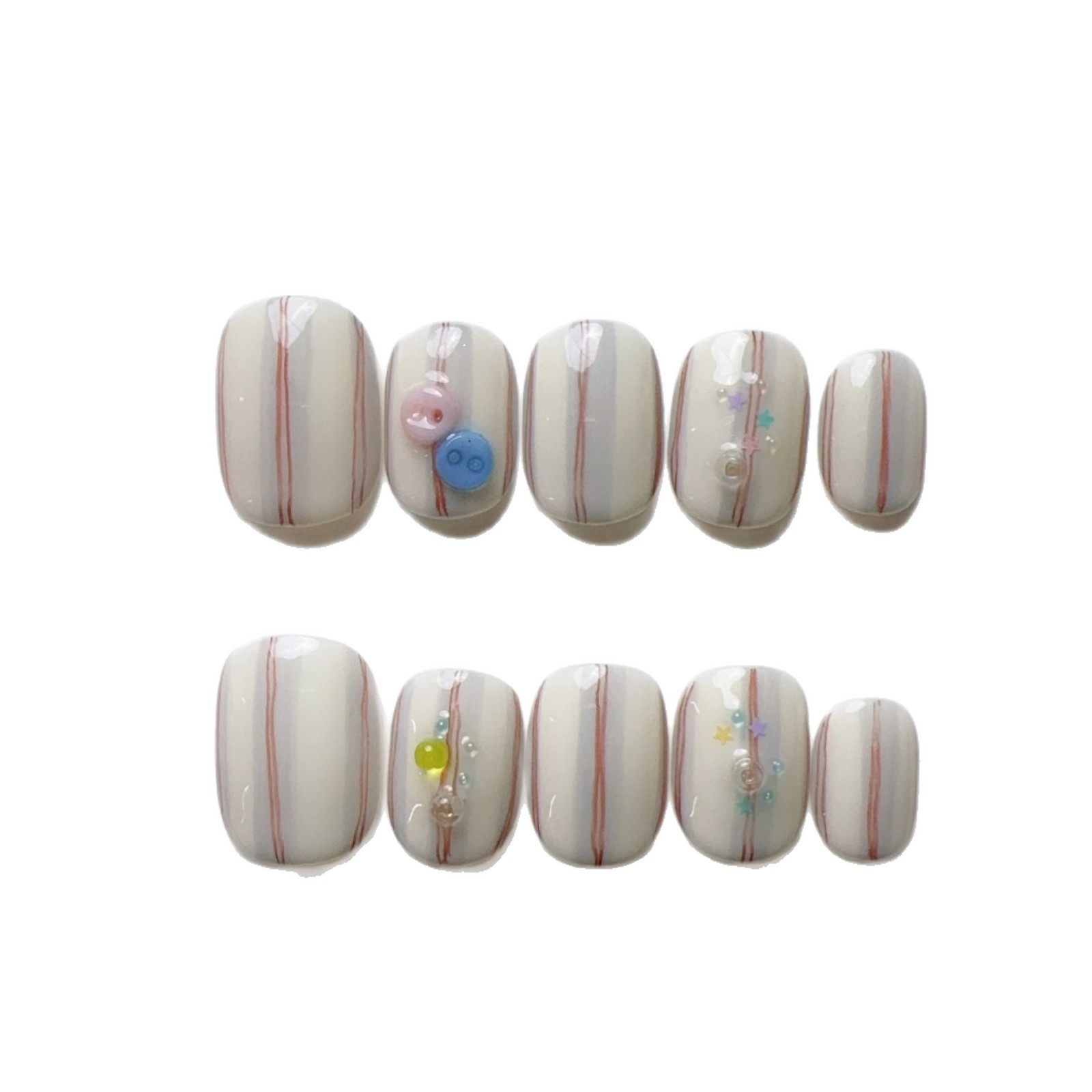 Detachable Short Solid-color Plaid Nail Tips