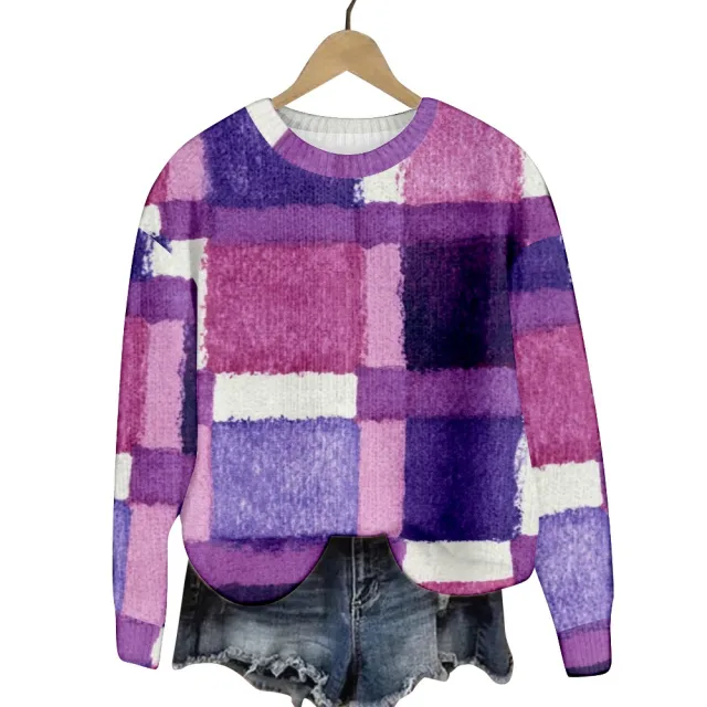 Geometric Color Matching Pattern Elements 3D Printed Casual Women's Round Neck Sweater G Style 2Xl - Shop at LoveMi