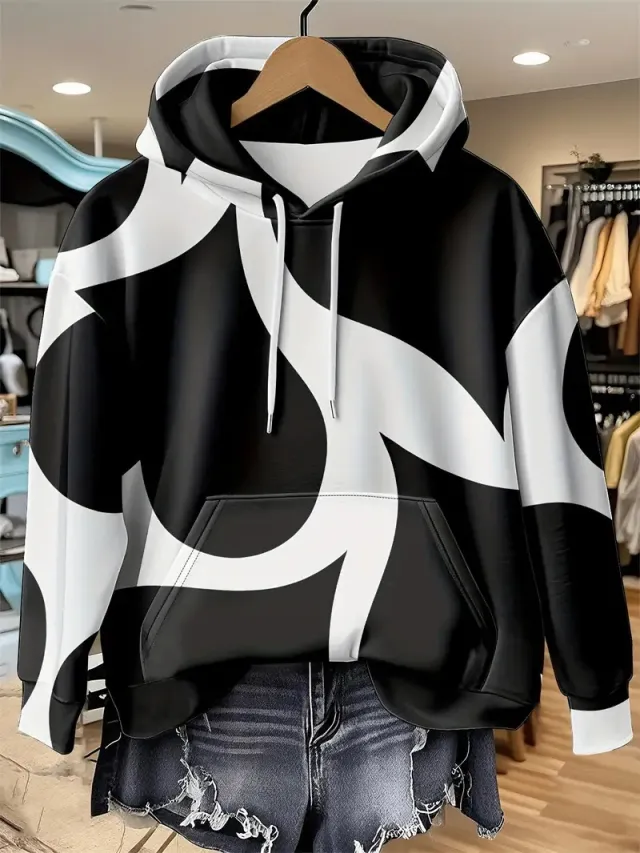 Women's Printed Hooded Pullover Sweatshirt N0021 S - Shop at LoveMi