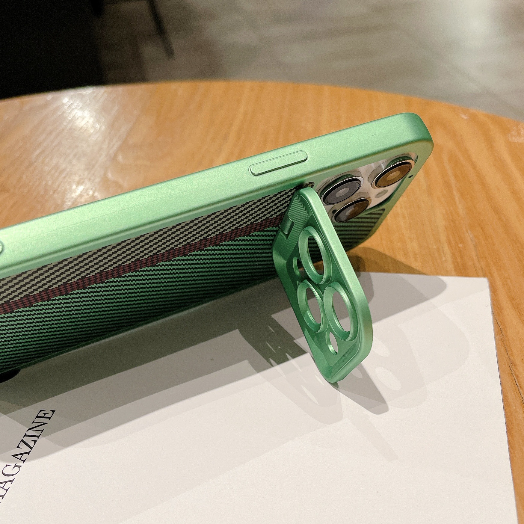 Carbon Fiber Magnetic Lens Bracket Phone Case - Image 4