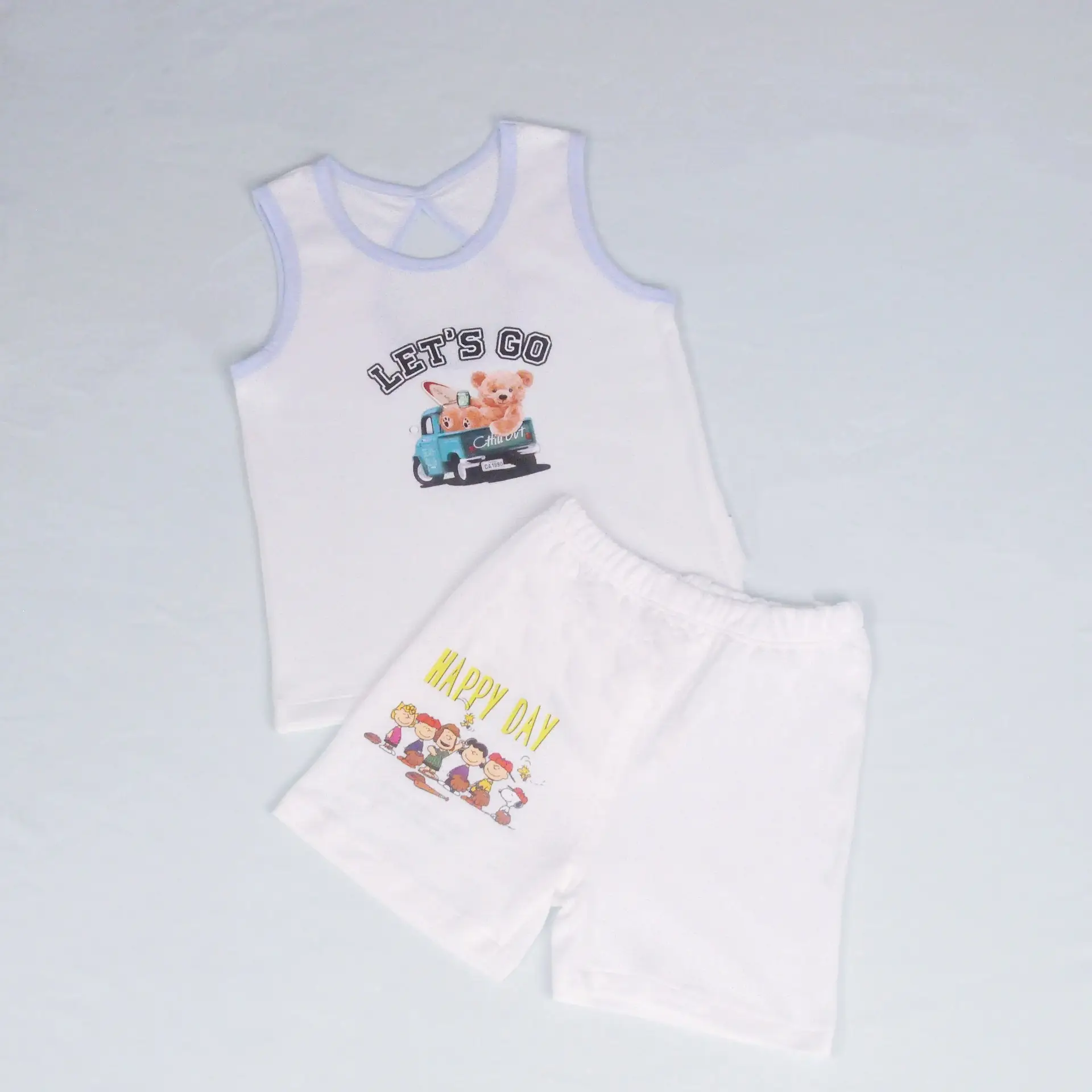 Girls Cotton Sleeveless T-shirt Top Suit