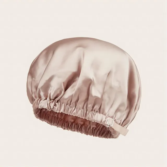 Double Layer Silk Nightcap Fabric Soft Protection Hair Head Circumference Adjustable Pink - Shop at LoveMi