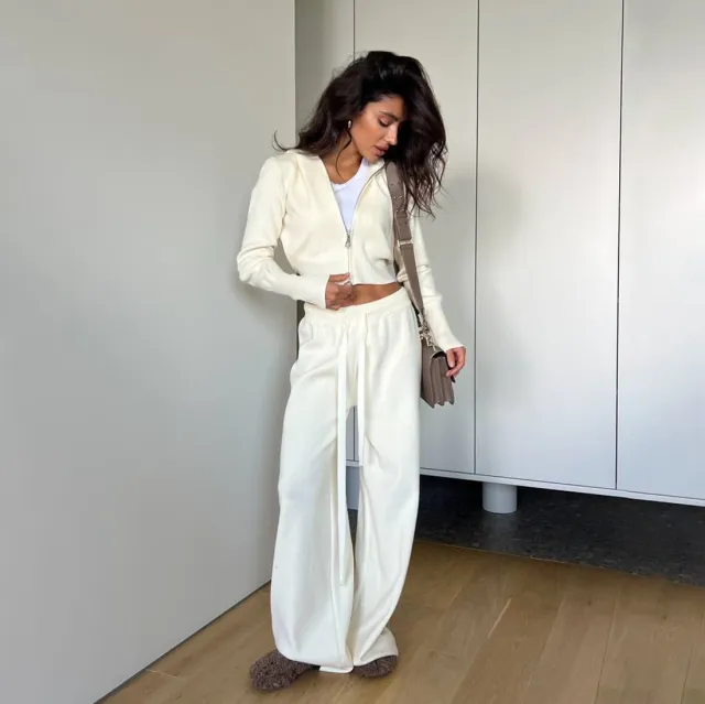 Top Drawstring Wide leg Straight leg Pants Slimming Zy5365 White - Shop at LoveMi