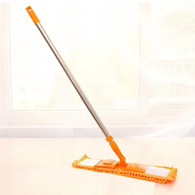 Flat Mop Chenille Mop Wet And Dry Lazy Stainless Steel Telescopic Orange - Shop at LoveMi