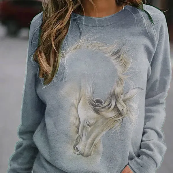 Women's Round Neck Loose Casual Long Sleeves T shirt F168Z943 S - Shop at LoveMi