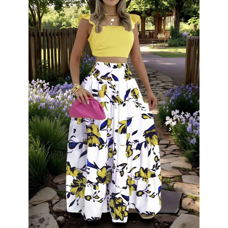 Chic Sexy Solid-color Mid-rise Slip Dress With A Flared Skirttwo-piece Set