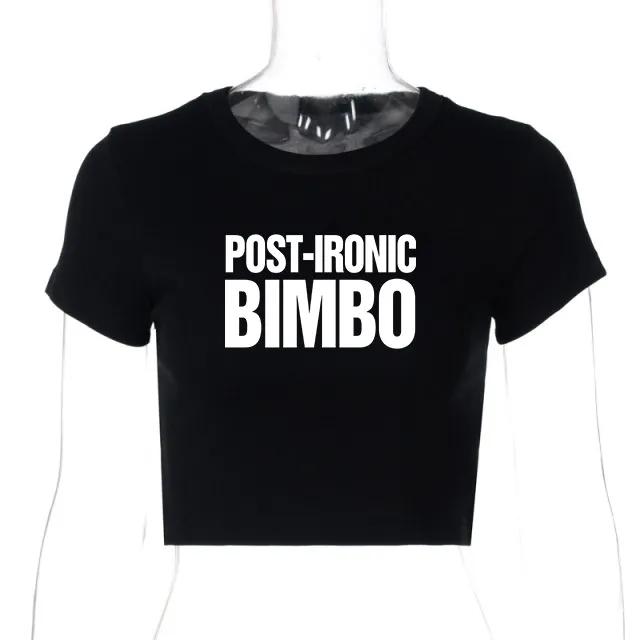 Round Neck Short Sleeve Letter Women's Printed Wear Top T shirt Black - Shop at LoveMi