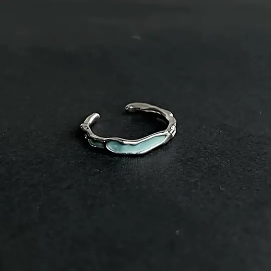 Original Navy Blue Enamel Texture Couple Couple Rings Navy Blue Enamel Ring - Shop at LoveMi