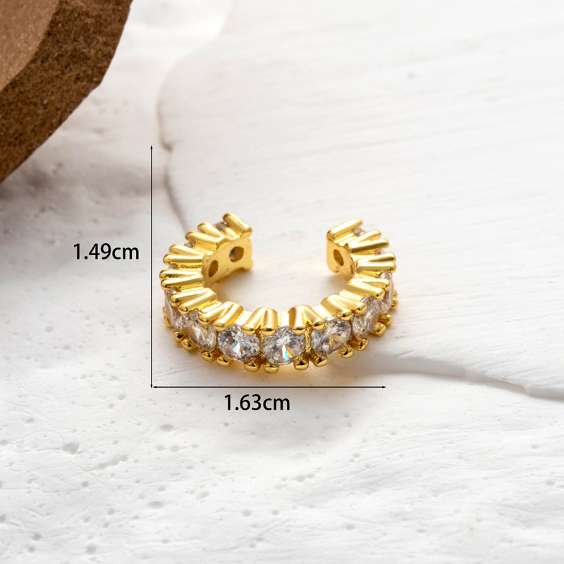 Fashion Copper Inlaid Zircon Snake Flower Ear Clip