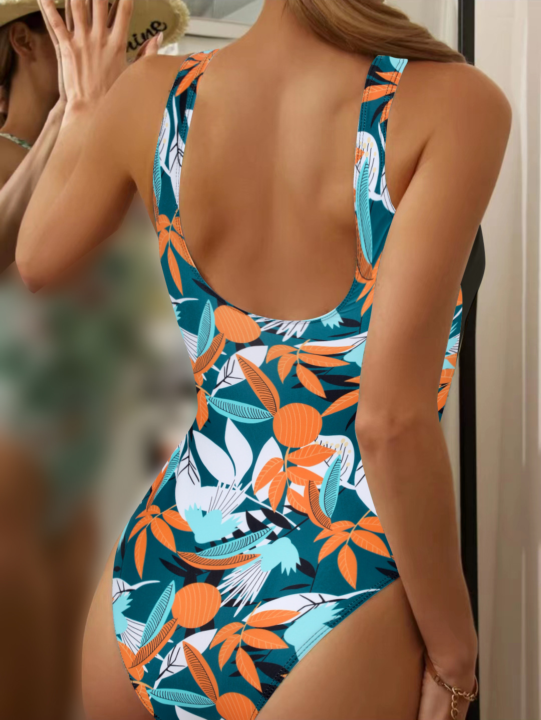 Women's High Waist Polyester Printed One-piece Bikini - Image 9