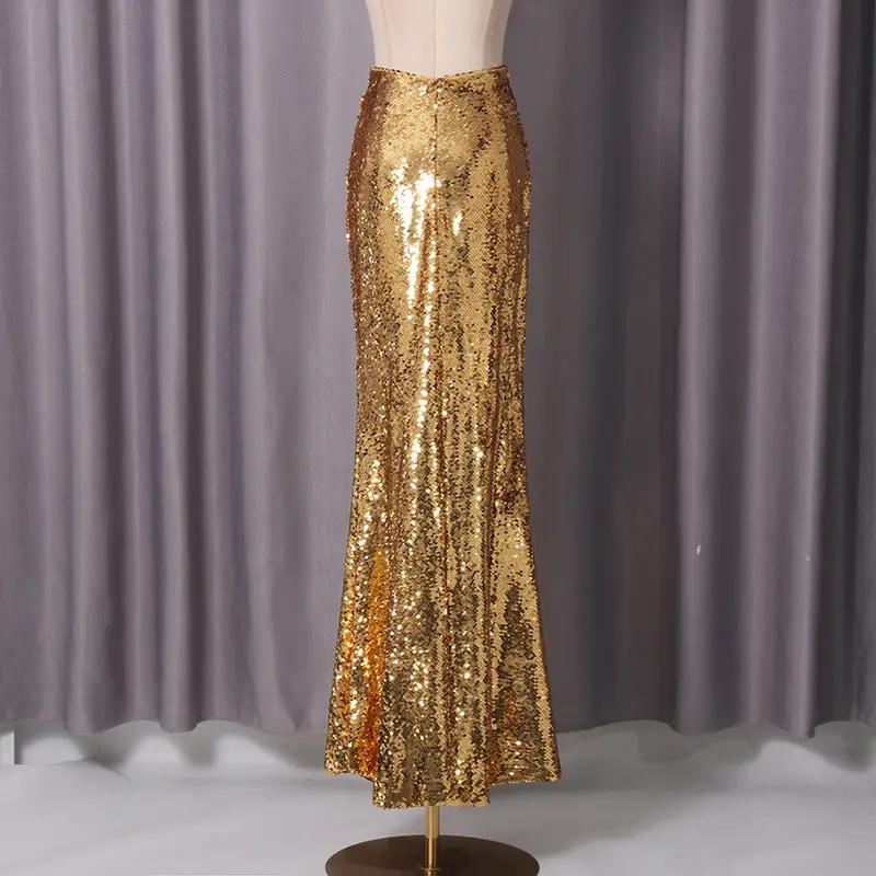 Spring New Elegant Trendy Sequin Patchwork Design High-Waist Long Dress