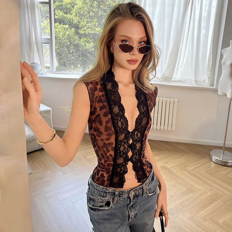 Cardigan Feminino de Tule com Estampa de Leopardo