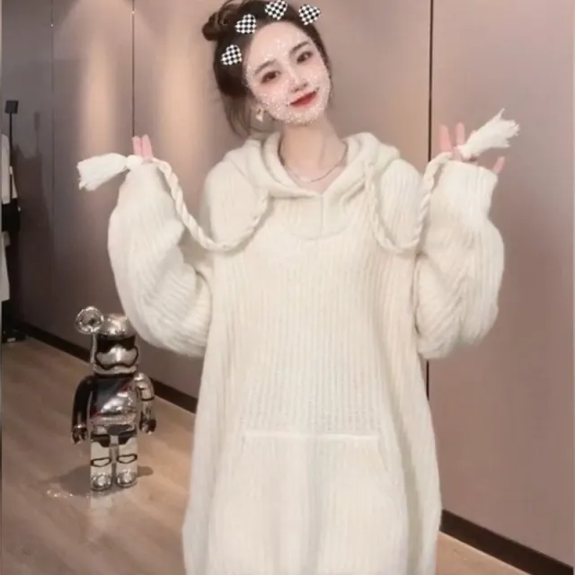 Gentle Soft Nuo Sweater Korean Style Loose And Lazy Style Sweater Beige - Shop at LoveMi