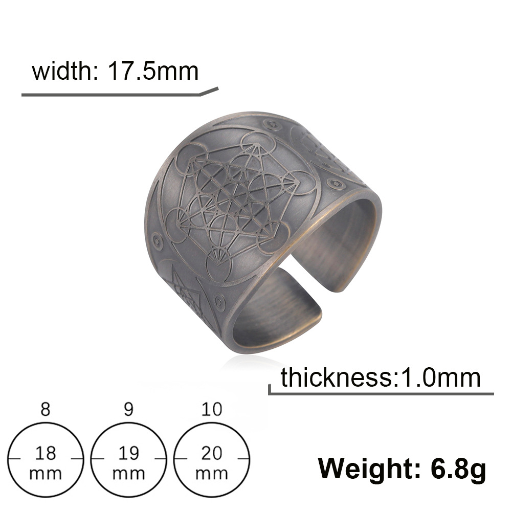Copper Hexagonal Round Angel Pattern Vintage Ring