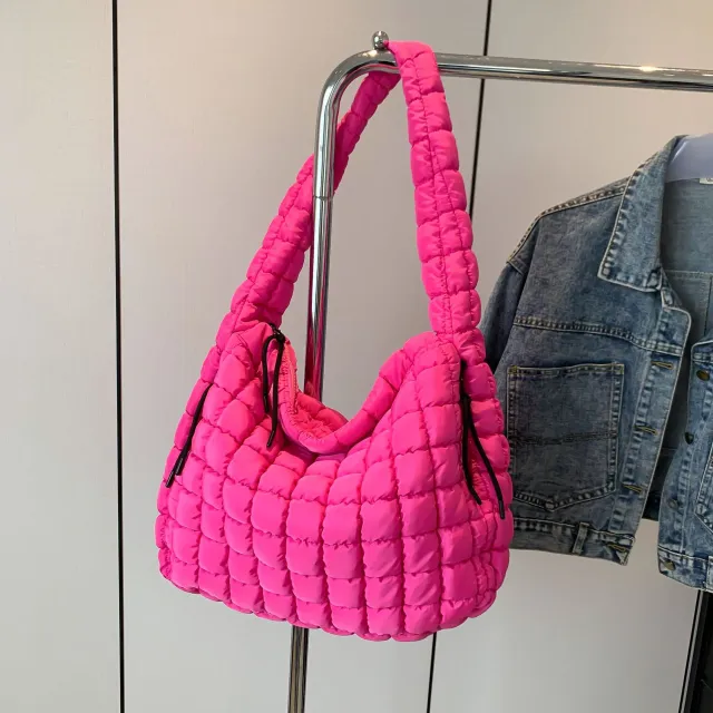 Women's Fashion Shoulder Crossbody Large Capacity Handbag Pleated Cloud Bag Rose - Shop at LoveMi