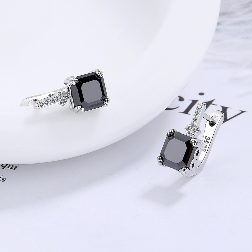 Square Small Ear Ring Diamond Geometric Earrings