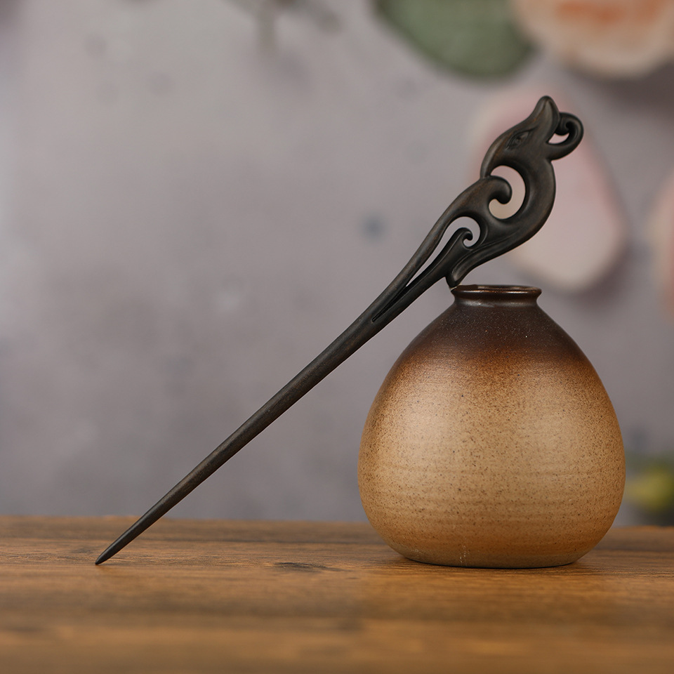 Vintage Carved Hair Clasp Archaistic Headdress Updo