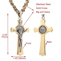 Man's Stainless Steel Vacuum Plating Colorfast Cross Necklace Pendant - Casting Style Without Necklace - View 1