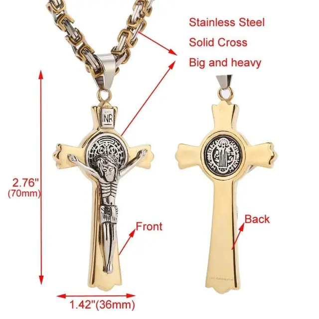 Man's Stainless Steel Vacuum Plating Colorfast Cross Necklace Pendant Casting Style Without Necklace - Shop at LoveMi