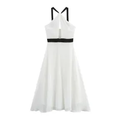 Pure Desire Style Sexy Cutout Halter Dress - White - View 1