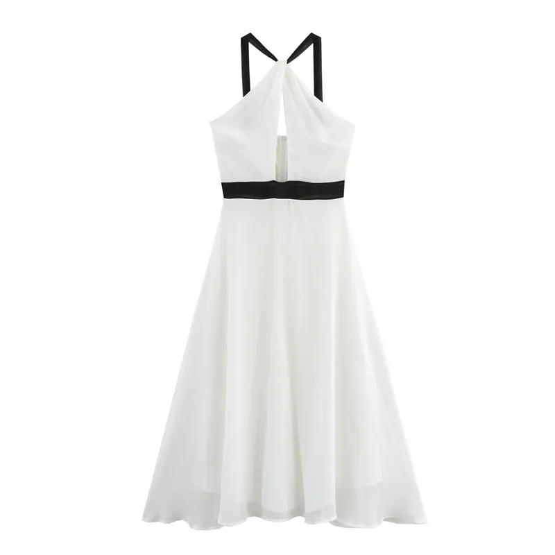 Pure Desire Style Sexy Cutout Halter Dress - White