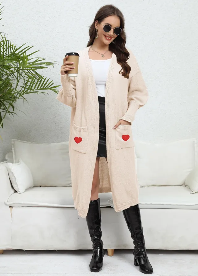 Women's Loose And Lazy Style Love Sweater Cardigan Apricot - Shop at LoveMi