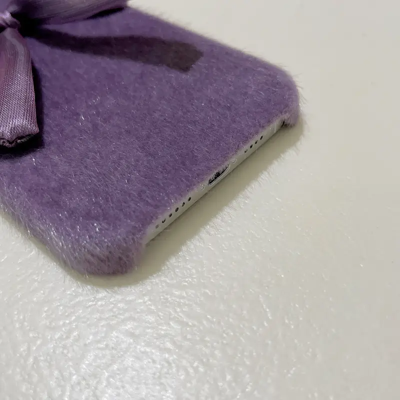 Korean Style Silk Bow Phone Case Mink Plush