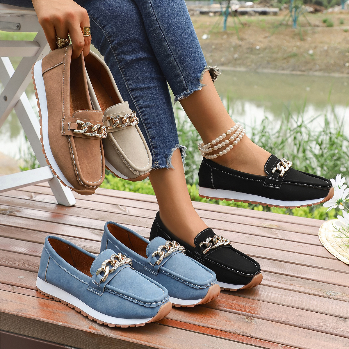 Round-toe Platform Fashion Casual Large-size Loafers For Women